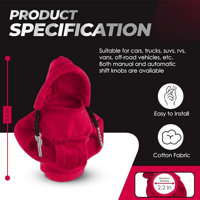 Add to Wish List Car Gear Shift Cover, Button Hoodie, Manual Handle, Fashion Sweatshirt, Change Lever Cover