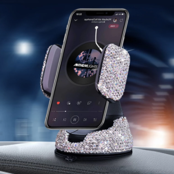 Luxury Rhinestone Bling Crystal Car Cell Phone Mount Girls Universal Holder for Dashboard,Windshield and Air Vent
