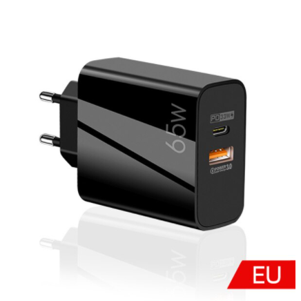 USLION 65W GaN Charger QC 3.0 USB PD Type C Fast Charging For iPhone 13 12 Pro Xiaomi PD USB Mobile Phone Charger Wall Adapter