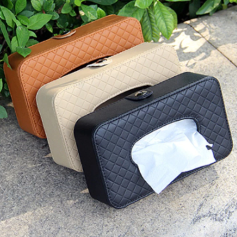 Universal Car Tissue Box Creative Leather Napkin Holder Box Back Seat Sun Visor Tissue Organizer for Car
