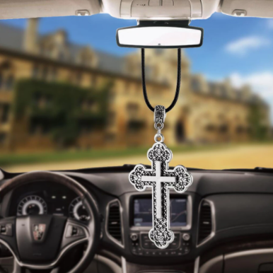 Car Pendant Rearview Mirror Decoration Jesus Cross Hanging Ornaments Automobiles Interior Car Accessories Gifts For Our Family