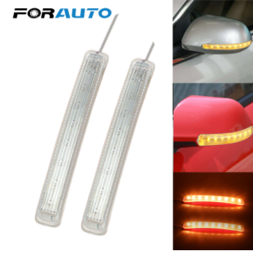 2Pcs LED Car Turn Signal Light Auto Rearview Mirror Indicator Lamp Soft Flashing FPC Yellow 9 SMD Amber Light Source Universal