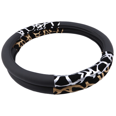 37cm Personalized Leopard Print Car Steering Wheel Cover Plush Silvery Steering Covers Accessories Auto Upholstery Supplies