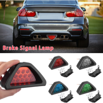 Universal Brake Signal Lamp F1 Style Triangle Sporty 12LED Rear Fog Light Tail Third Brake Lamp DRL For JDM BBA