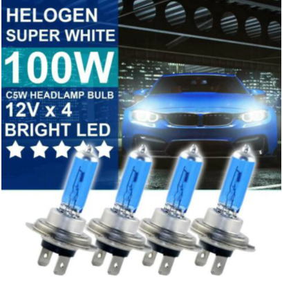 4PCS Car Headlights H7 100w Xenon Hid Super White Effect Look Headlight 6000k Lamps Light Bulbs 100W 12V