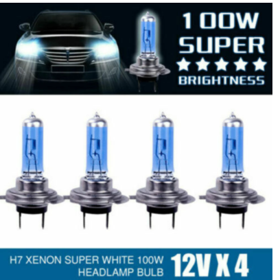 4PCS Car Headlights H7 100w Xenon Hid Super White Effect Look Headlight 6000k Lamps Light Bulbs 100W 12V