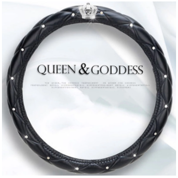 Fashion Women PU Leather Car Steering Wheel Covers Diamond Black Pink Auto Steering-Covers Cases for Lady Girls Car Accessories