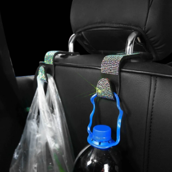 Car Seat Back Hook Diamond Bling Rhinestones Hanger Auto Back Universal Headrest Mount Storage Holder Car Interior Accessories