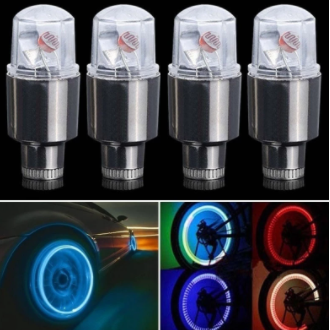 2/4PCS Car Wheel LED Light Motocycle Bike Light Tire Valve Cap Decorative Lantern Tire Valve Cap Flash Spoke Strobe Neon Lamp