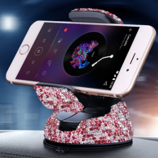 Luxury Rhinestone Bling Crystal Car Cell Phone Mount Girls Universal Holder for Dashboard,Windshield and Air Vent