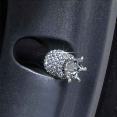 4Pcs Crown Bling Diamond Crystal Wheel Caps Rhinestone Clay ABS Car Tires Valves Tyre Stem Air Valve Caps Airtight Cover Bling