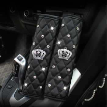 Universal Crystal Crown Car Seat Belt Cover Hand Brake Gear Cover Auto Seat Belt Shoulder Pad Car Styling Suits For All Car