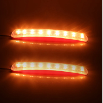 2Pcs LED Car Turn Signal Light Auto Rearview Mirror Indicator Lamp Soft Flashing FPC Yellow 9 SMD Amber Light Source Universal