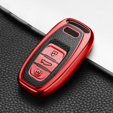 Hot TPU+Leather grain Car Remote Smart Key Cover Case Shell For Audi A1 A3 A4 A5 A6 A7 A8 Quattro Q3 Q5 Q7 2009-2015 Accessories
