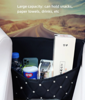 Car Pocket Handbag Holder Between Seats Large Capacity Storage PU Leather Diamond Bag Accessories Interior Woman Man Organizer