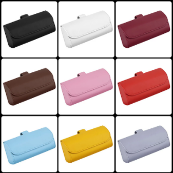Car Visor Sunglasses Case Clip Hanger Magnetic Fastener Sunglasses Holder PU Leather Storage Box Eyeglasses Holder Car Interior
