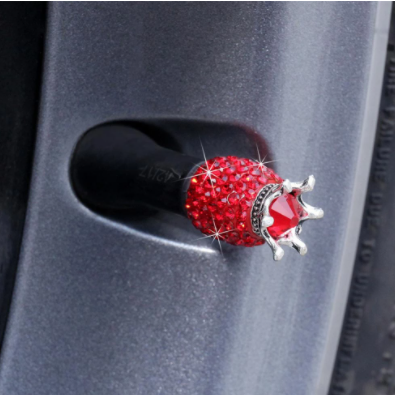 4Pcs Crown Bling Diamond Crystal Wheel Caps Rhinestone Clay ABS Car Tires Valves Tyre Stem Air Valve Caps Airtight Cover Bling