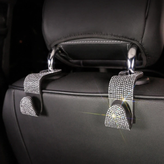Car Seat Back Hook Diamond Bling Rhinestones Hanger Auto Back Universal Headrest Mount Storage Holder Car Interior Accessories