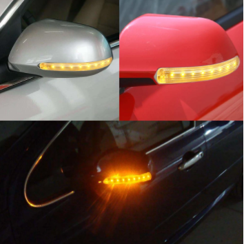 2Pcs LED Car Turn Signal Light Auto Rearview Mirror Indicator Lamp Soft Flashing FPC Yellow 9 SMD Amber Light Source Universal