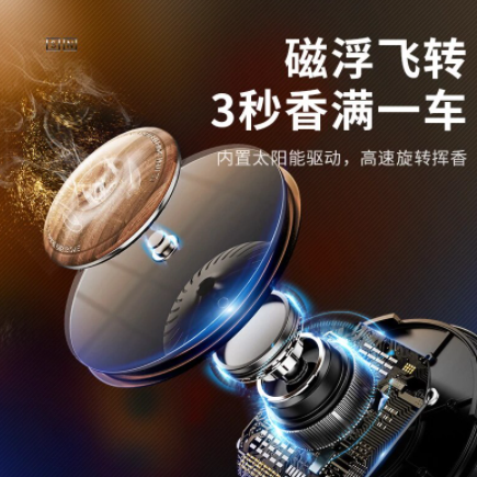 New Solar Car Aromatherapy Magnetic Rotating Metal Car Perfume Freshener High-end Men's Balm Ornaments Lasting Light Fragrance