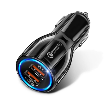 Cargador de coche USB Dual GETIHU de 18W, enchufe de carga de teléfono de carga rápida QC LED para iPhone 13 12 iPad Airpods Huawei Samsung Xiaomi 11 LG