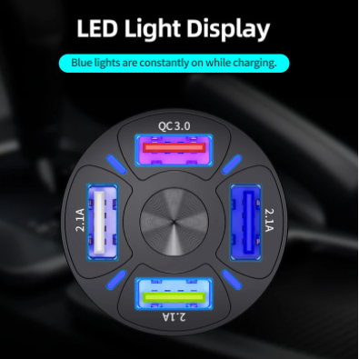 USLION 4 Ports USB Car Charge 48W Quick 7A Mini Fast Charging For iPhone 11 Xiaomi Huawei Mobile Phone Charger Adapter in Car
