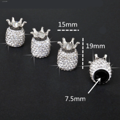 4Pcs Crown Bling Diamond Crystal Wheel Caps Rhinestone Clay ABS Car Tires Valves Tyre Stem Air Valve Caps Airtight Cover Bling