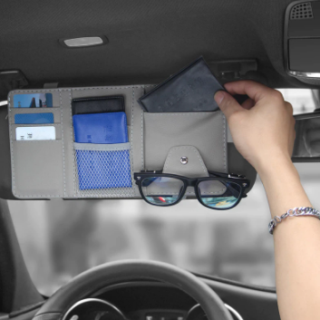 Car Sun Visor Organizer Multi-Pocket Auto Interior Accessories Pocket Organizer Car Document Storage Pouch Pen Holder