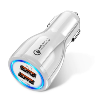 Cargador de coche USB Dual GETIHU de 18W, enchufe de carga de teléfono de carga rápida QC LED para iPhone 13 12 iPad Airpods Huawei Samsung Xiaomi 11 LG