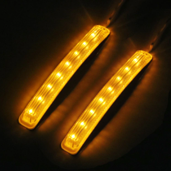 2Pcs LED Car Turn Signal Light Auto Rearview Mirror Indicator Lamp Soft Flashing FPC Yellow 9 SMD Amber Light Source Universal