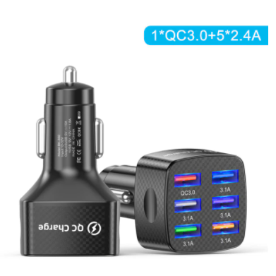 USLION 75W Car Charger Quick Charge 3.0 6 Ports USB Charger For iPhone 13 12 Pro Samsung Xiaomi Portable Mobile Phone Charger