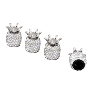 4Pcs Crown Bling Diamond Crystal Wheel Caps Rhinestone Clay ABS Car Tires Valves Tyre Stem Air Valve Caps Airtight Cover Bling
