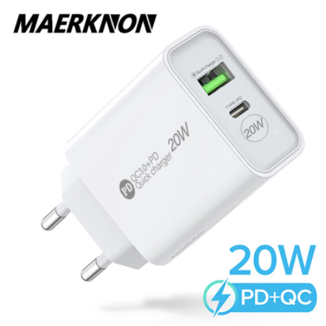 Maerknon PD 20W USB Charger Quick Charge QC 3.0 Fast Phone Wall Charger Adapter For iPhone 13 12 Pro iPad Huawei Xiaomi Samsung
