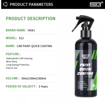 Ceramic Coating More Shine Fortify Quick Coat Hydrophobic Polish Waterless Car Wash Wax and Long Lasting Protection S12 HGKJ