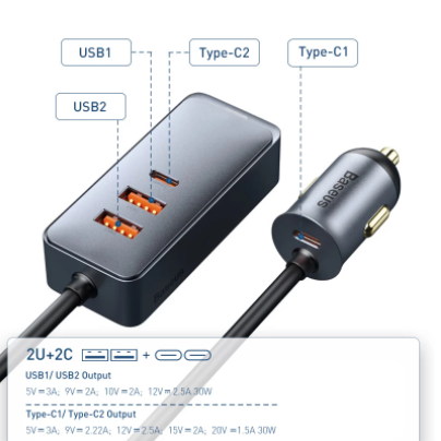 Baseus 120W PD Car Charger Quick Charger QC 3.0 PD 3.0 For iPhone 12 Samsung Type-C USB Charger Portable USB Phone Charger