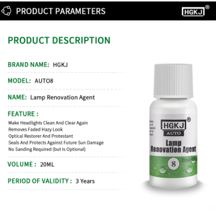 Car Headlight Repair Polishing Scratch Remover Tool Oxidation Refurbishment Lamp Cleaning Window Glass Cleaner HGKJ 8