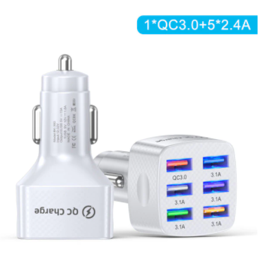 USLION 75W Car Charger Quick Charge 3.0 6 Ports USB Charger For iPhone 13 12 Pro Samsung Xiaomi Portable Mobile Phone Charger