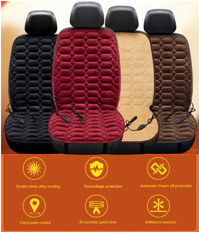 12V Car Heated Seat Covers Winter Plush Front Seat Cushion Universal Heating Seat Pad Automobile Warm Interior Accessories