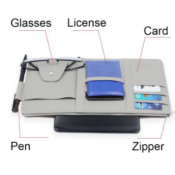 Car Sun Visor Organizer Multi-Pocket Auto Interior Accessories Pocket Organizer Car Document Storage Pouch Pen Holder