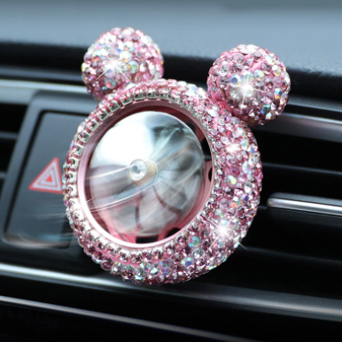 Creative Bling Crystal Diamond Cartoon Car Air Freshener Outlet Vent Clip Car Perfume Solid Diffuser Car Accessories for Girls