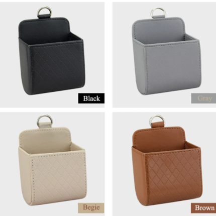 Car Storage Bag Air Vent Dashboard Tidy Hanging Leather Organizer Box Glasses Phone Holder Storage Organizer Car Accessories