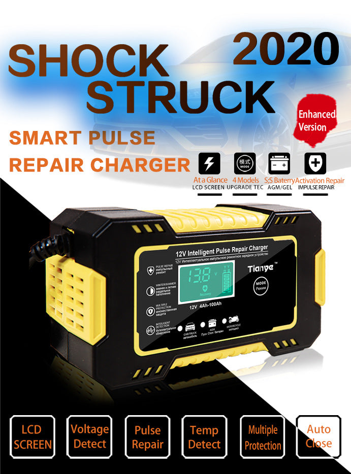 Full Automatic Car Battery Charger 12V Digital Display Auto Moto Battery Charger Power