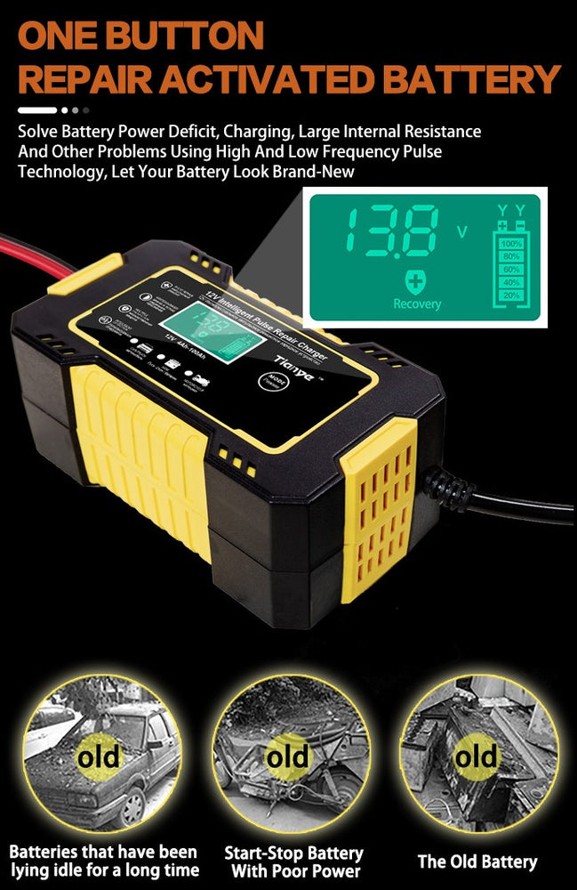 Full Automatic Car Battery Charger 12V Digital Display Auto Moto Battery Charger Power