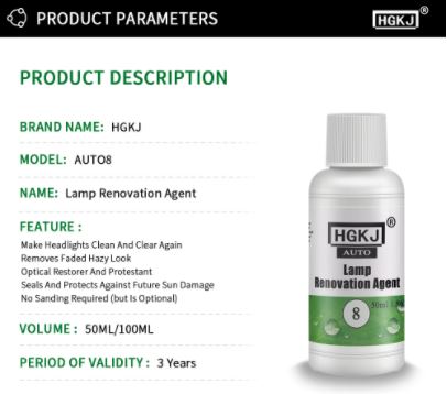 HGKJ 8 Car Headlight Repair Renovation Lamp Polishing Agent Cleaning Rag Sandpaper Kit Universal