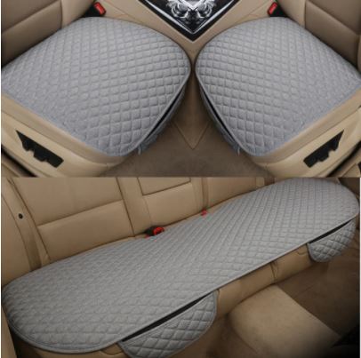 Flax Car Seat Cover Front Rear Linen Fabric Cushion Breathable Protector Mat Pad Universal Auto Interior Styling Truck SUV Van