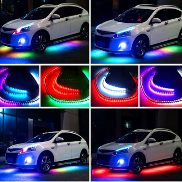 Car Underbody Neon Lights Flexible LED Strip Light Automobile Underglow Lamp APP Control Flowing RGB Ambient Atmosphere Lamp