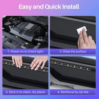 Car Underbody Neon Lights Flexible LED Strip Light Automobile Underglow Lamp APP Control Flowing RGB Ambient Atmosphere Lamp