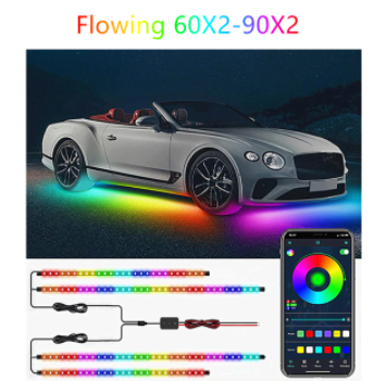 Car Underbody Neon Lights Flexible LED Strip Light Automobile Underglow Lamp APP Control Flowing RGB Ambient Atmosphere Lamp