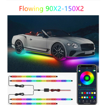 Car Underbody Neon Lights Flexible LED Strip Light Automobile Underglow Lamp APP Control Flowing RGB Ambient Atmosphere Lamp