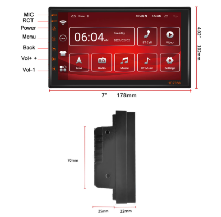 Podofo Radio 2din Android 7inch Car Multimedia Player Stereo Receiver GPS Tape Recorder For Volkswagen Nissan Hyundai Kia Toyota